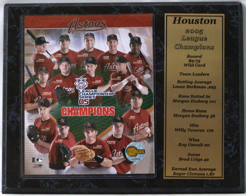 Houston Astros 2005 League Championship Photograph with StatIsticIstics  Nested on a 12 x 15 Plaque