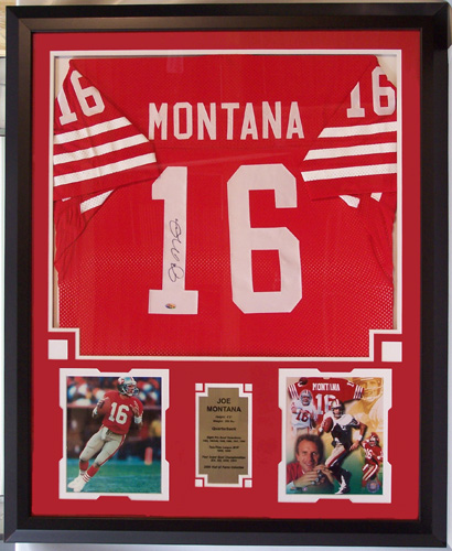 joe montana signed framed jersey